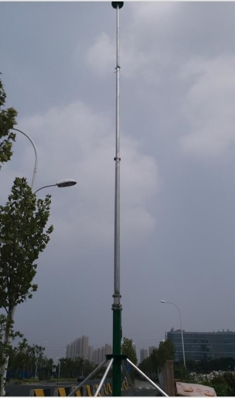 Push-up Telescopic Mast 3--18m  lightweight antenna mast  with tripod stand trolley base